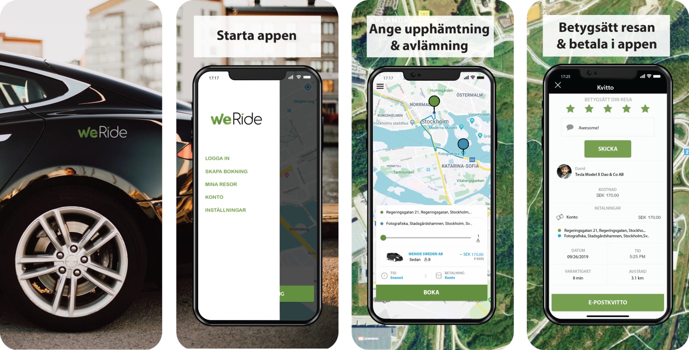 WeRide lanserar Sveriges första renodlade eltaxi app