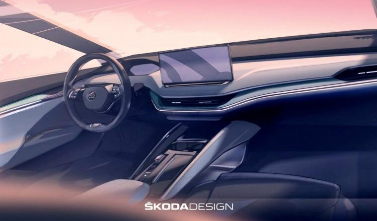 Första interiörbilderna på Skodas nya elbil Skoda Enyaq