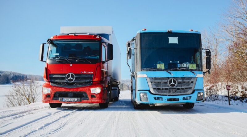 Mercedes vintertestar batteridrivna lastbilar