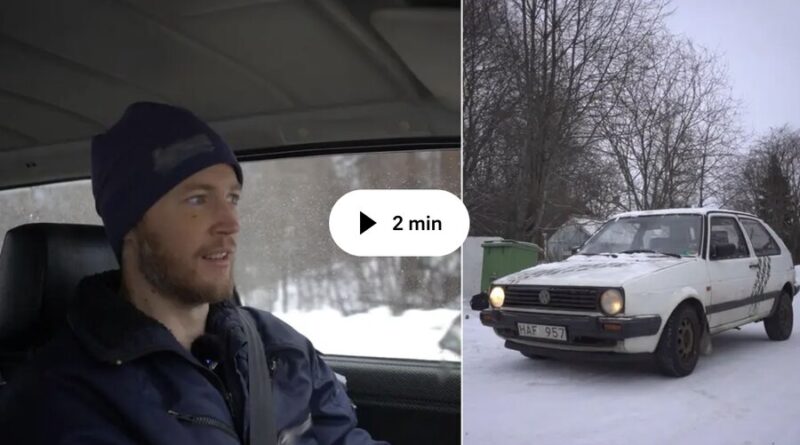 Finn från Umeå kör en elbil från 80-talets slut – se den ovanliga Golfen