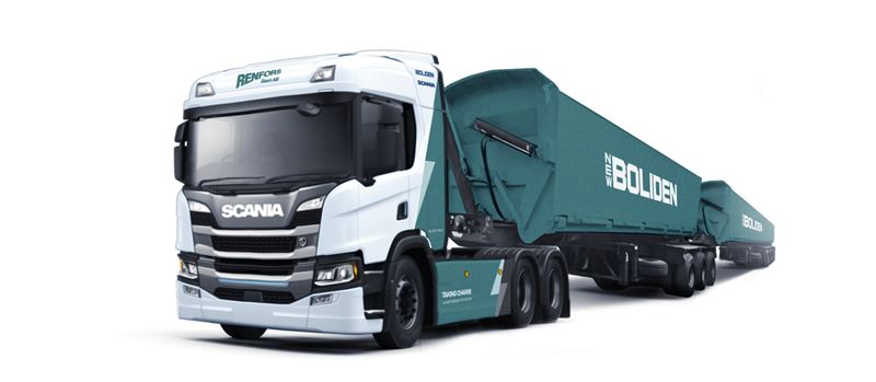 Boliden köper 74-tons el-lastbil från Scania för tunga transporter