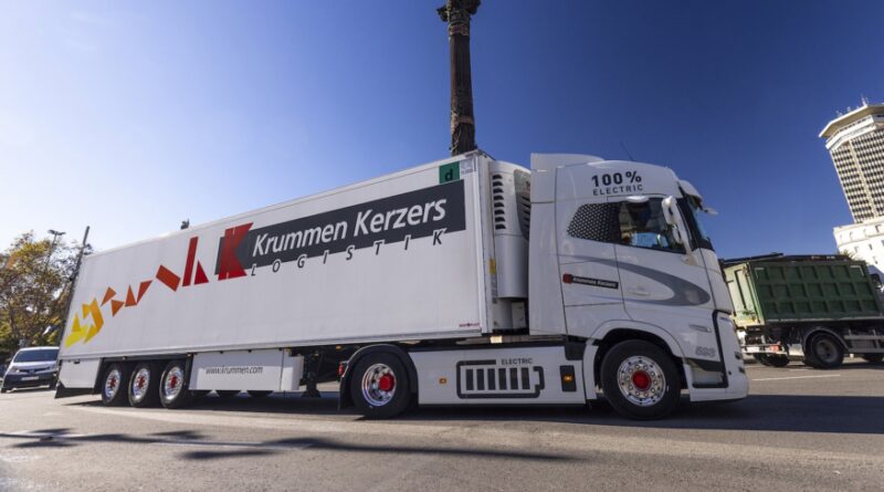 Eldriven lastbil från Volvo körde från Spanien till Schweiz