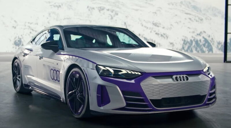 Audi visar teaser på en Audi RS e-tron GT som ska sparka snö
