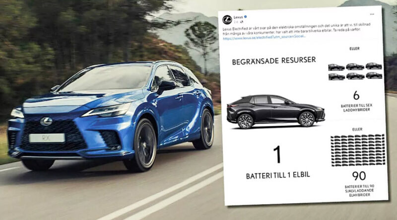 Lexus känga: En elbil räcker till 90 hybrider