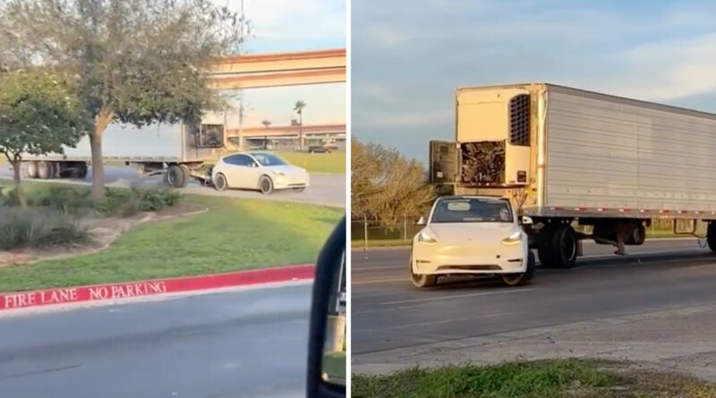 Galna spaningen: Någon drar ett lastbilssläp med Tesla Model Y